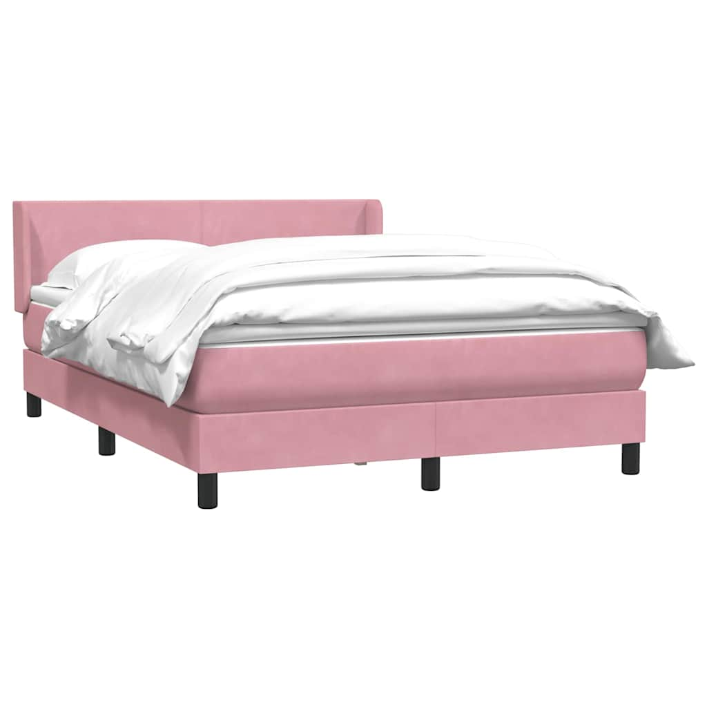 Slatted bed base with pink mattress 140x220 cm velvet