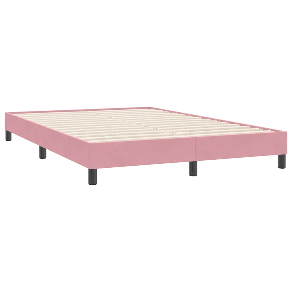 Slatted bed base with pink mattress 140x220 cm velvet