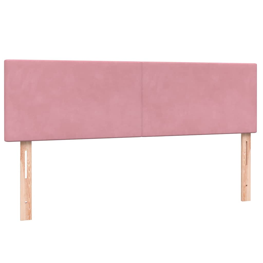 Slatted bed base with pink mattress 140x220 cm velvet