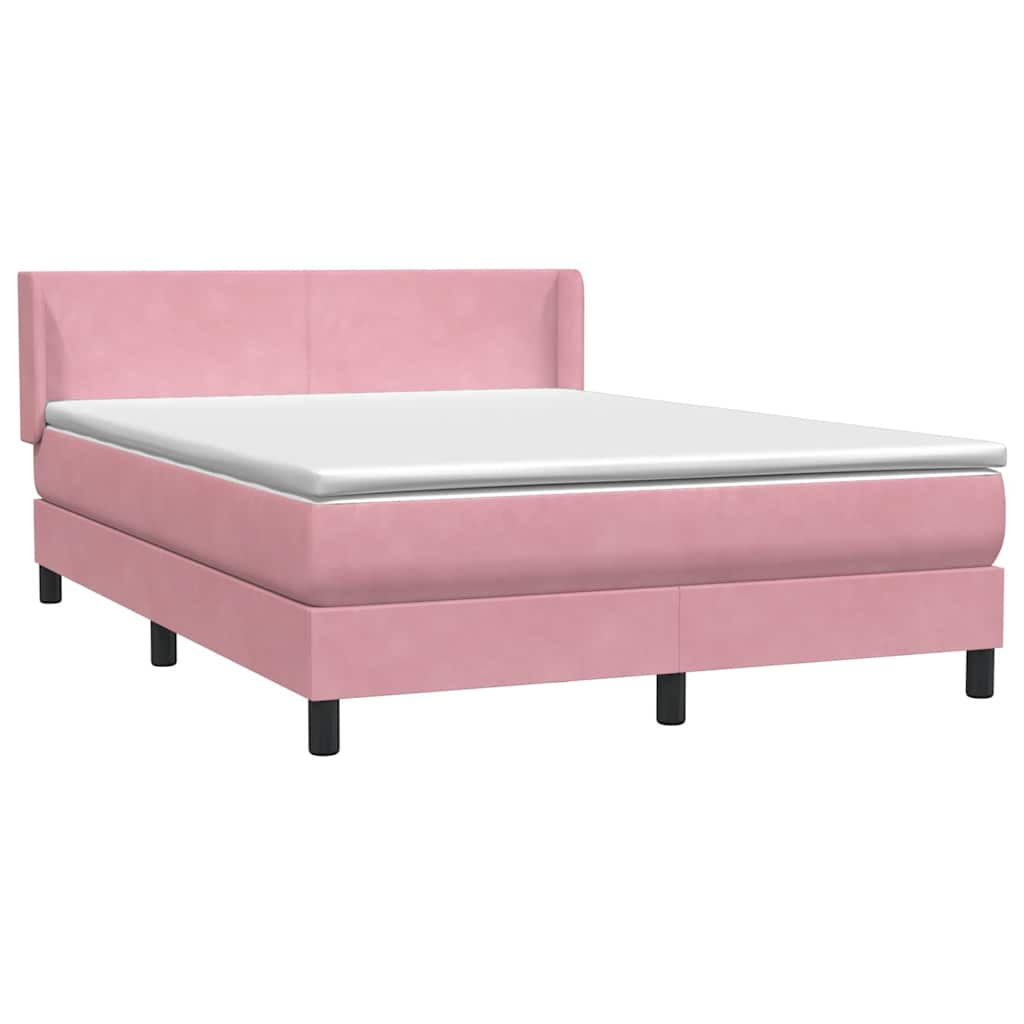 Sommier à lattes de lit avec matelas rose 160x220 cm velours