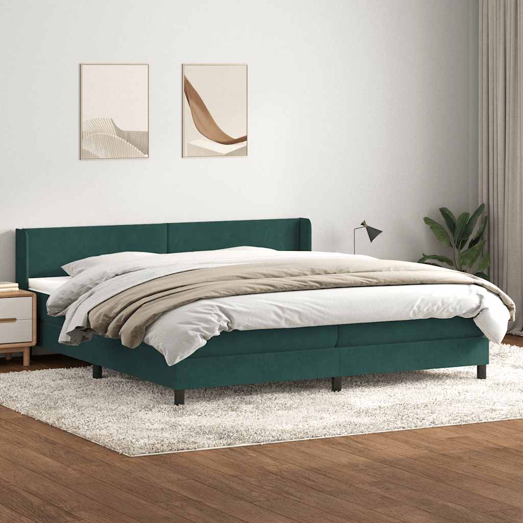 Sommier à lattes de lit et matelas vert foncé 200x220cm velours