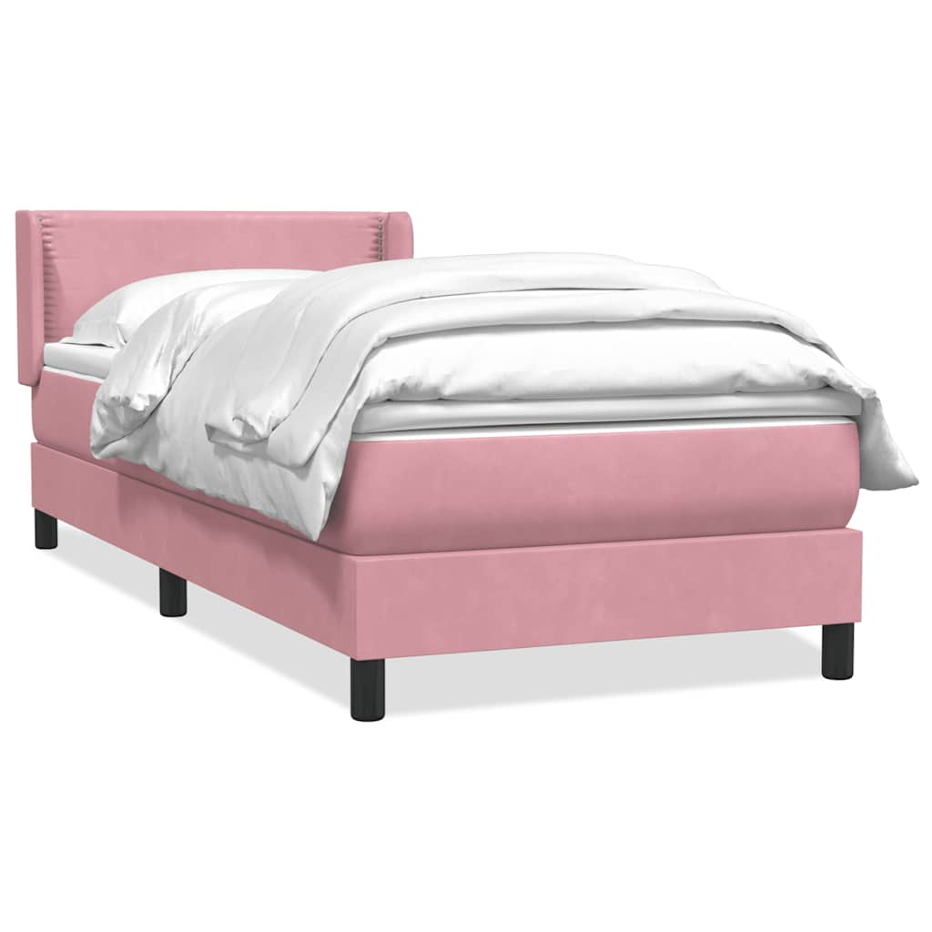 Sommier à lattes de lit avec matelas rose 80x210 cm velours