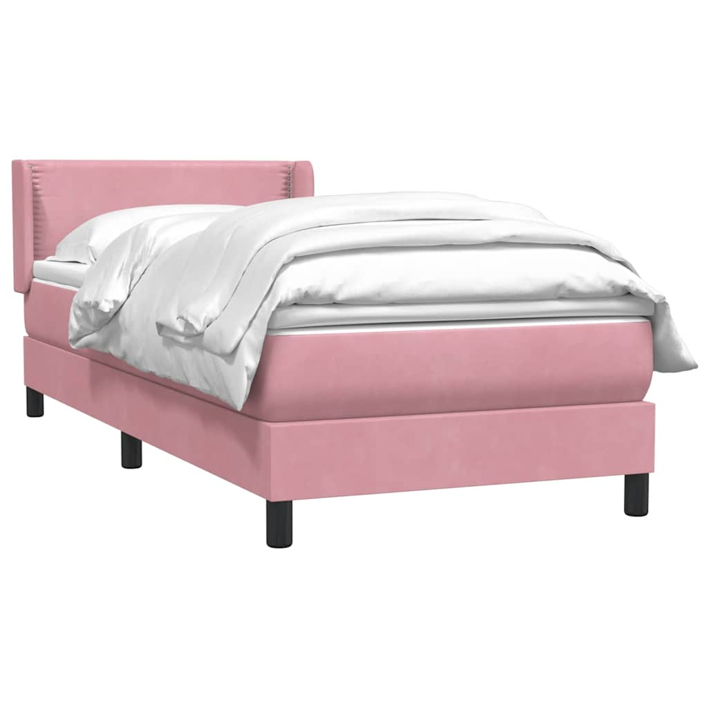 Sommier à lattes de lit avec matelas rose 80x210 cm velours