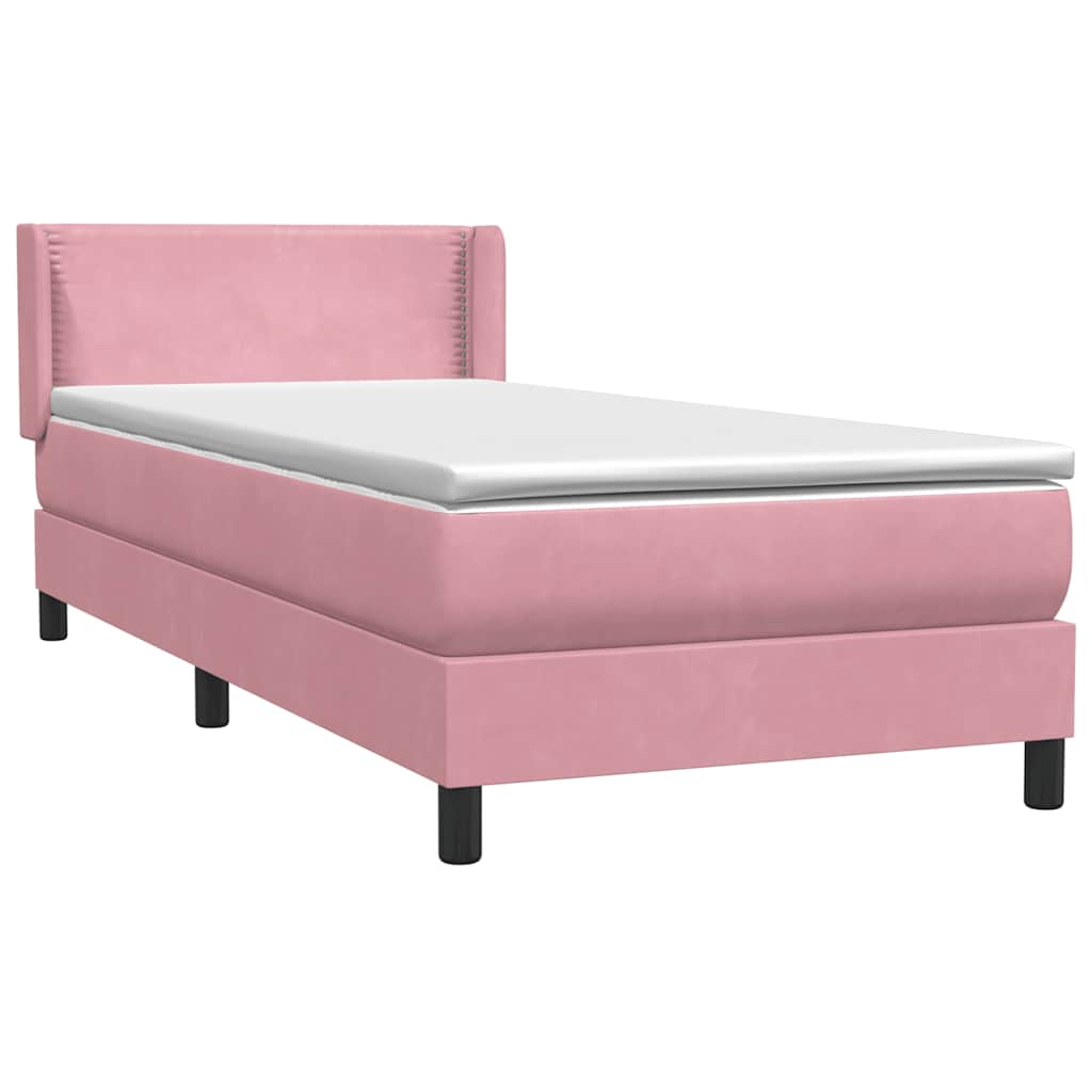 Sommier à lattes de lit avec matelas rose 80x210 cm velours