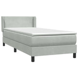 Sommier à lattes de lit et matelas gris clair 90x210 cm velours