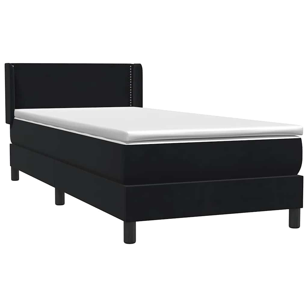 Sommier à lattes de lit avec matelas noir 90x210 cm velours