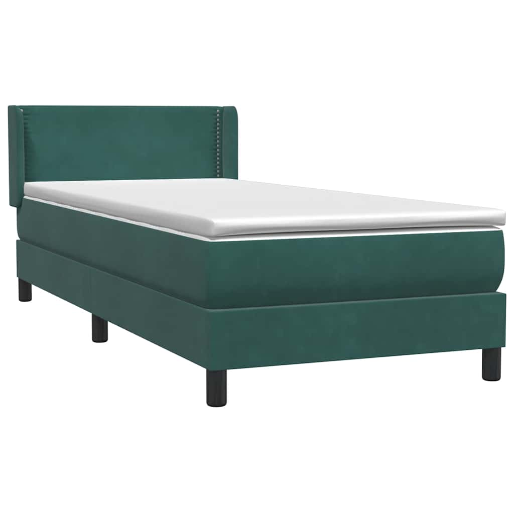 Sommier à lattes de lit et matelas vert foncé 90x210 cm velours