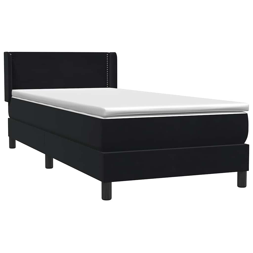 Sommier à lattes de lit avec matelas noir 100x210 cm velours