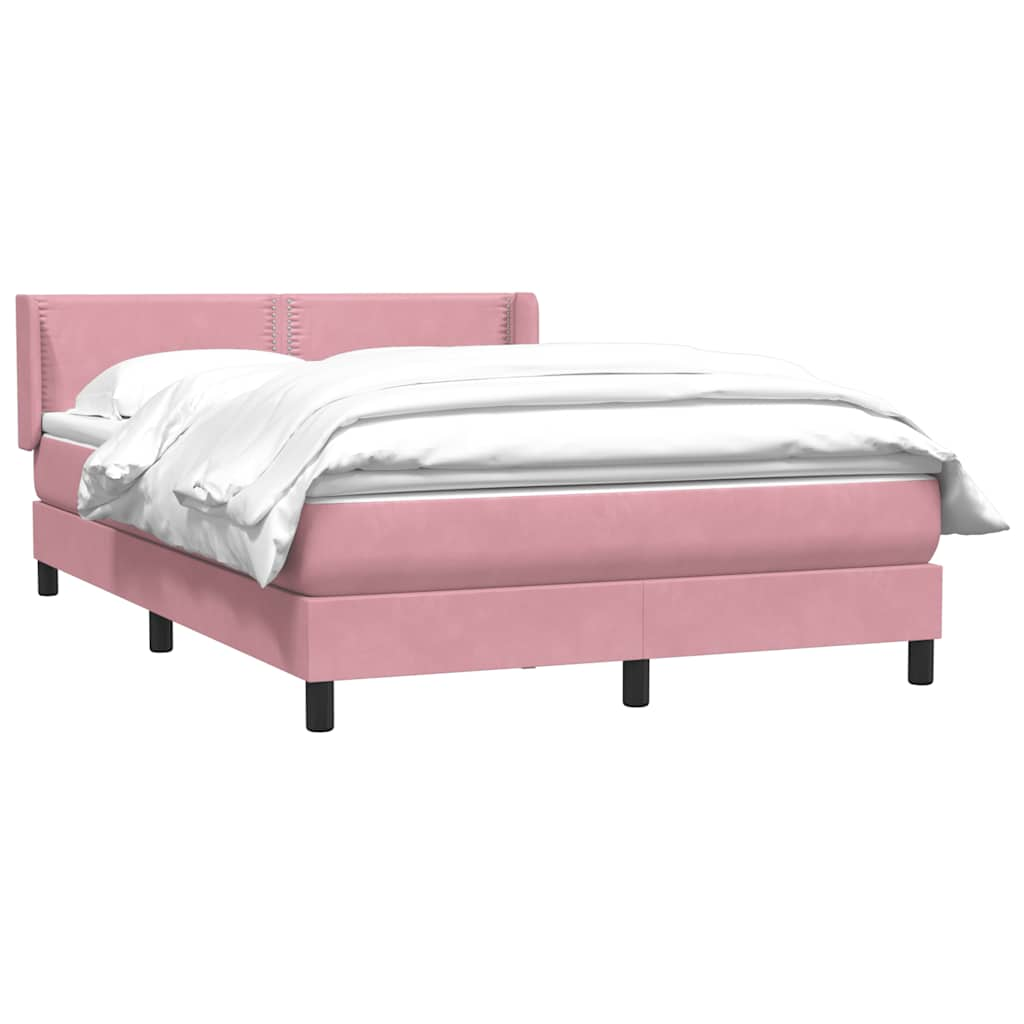 Sommier à lattes de lit avec matelas rose 140x210 cm velours