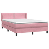 Sommier à lattes de lit avec matelas rose 140x210 cm velours