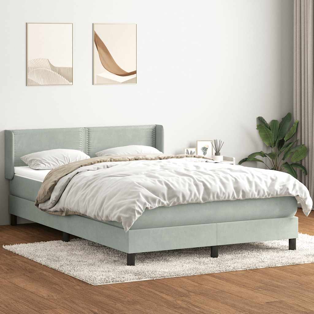 Sommier à lattes de lit et matelas gris clair 160x210cm velours