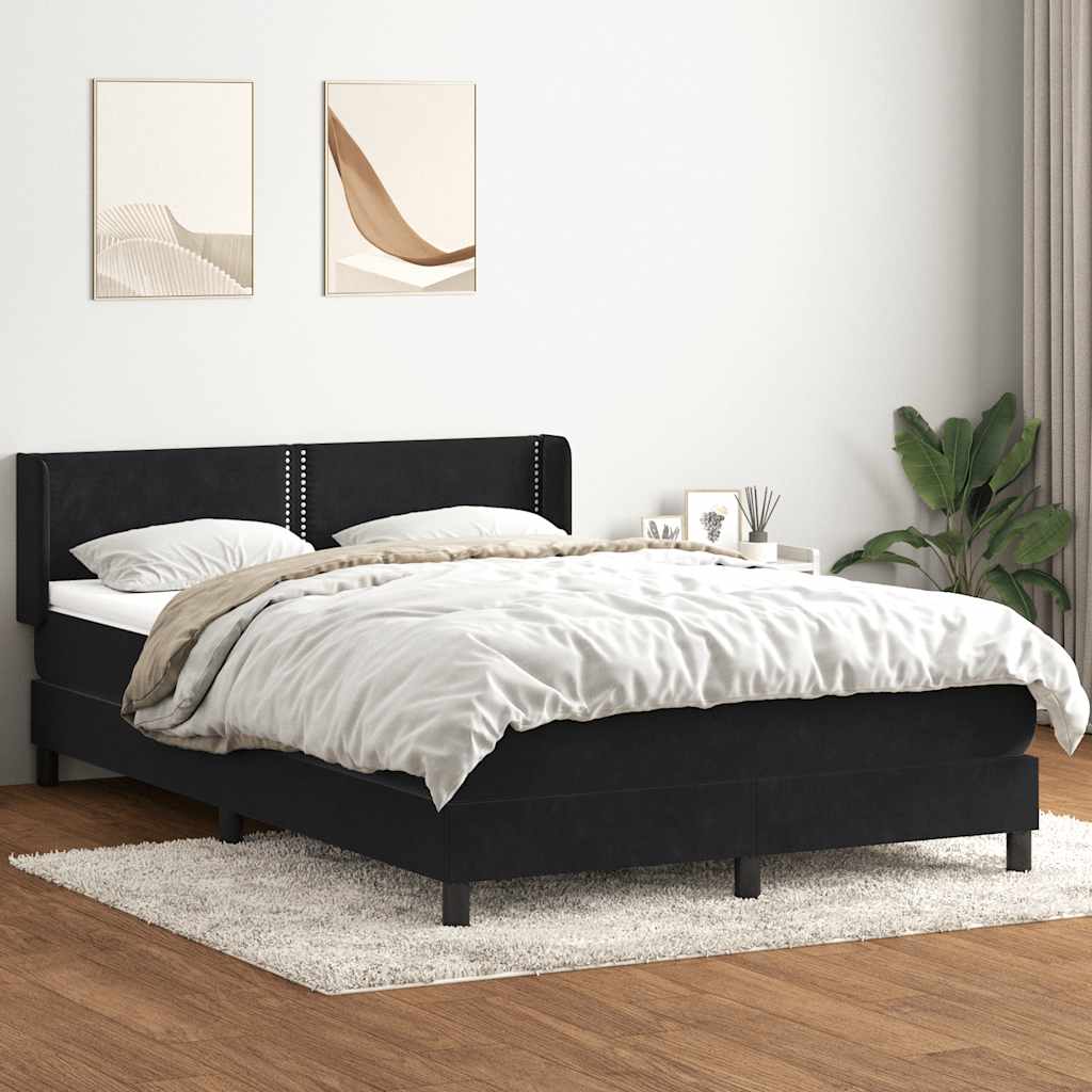 Sommier à lattes de lit avec matelas noir 160x210 cm velours