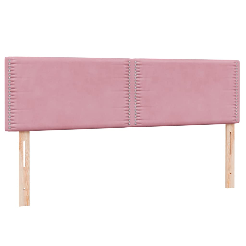 Slatted bed base with pink mattress 160x210 cm velvet