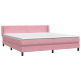 Sommier à lattes de lit avec matelas rose 180x210 cm velours