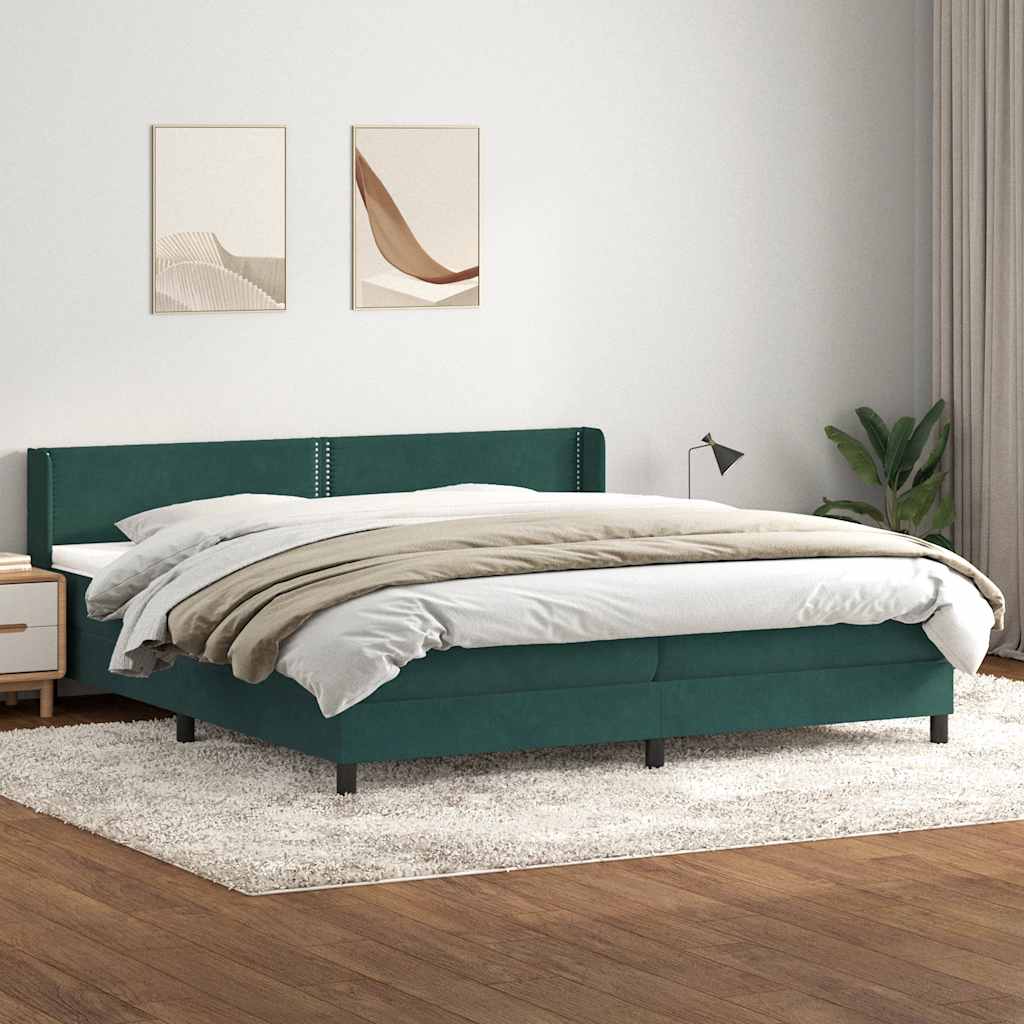 Sommier à lattes de lit et matelas vert foncé 200x210cm velours