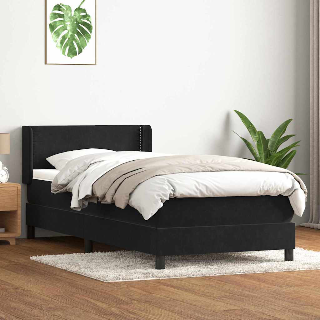 Sommier à lattes de lit avec matelas noir 80x220 cm velours