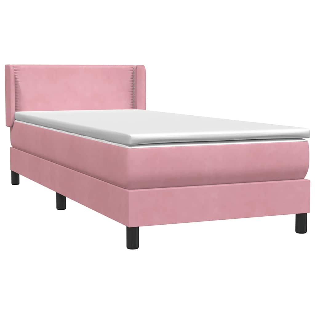 Sommier à lattes de lit avec matelas rose 80x220 cm velours