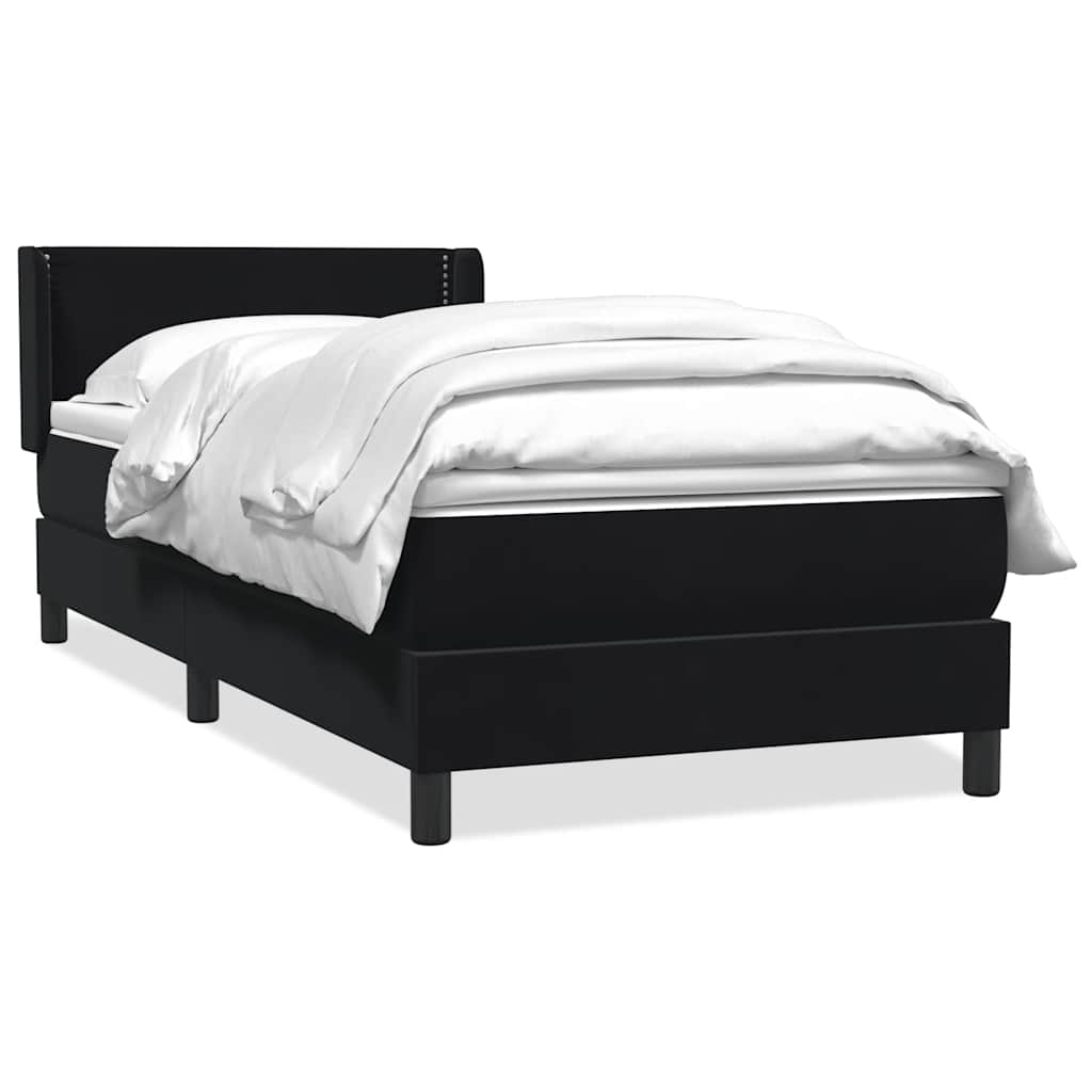 Sommier à lattes de lit avec matelas noir 90x220 cm velours