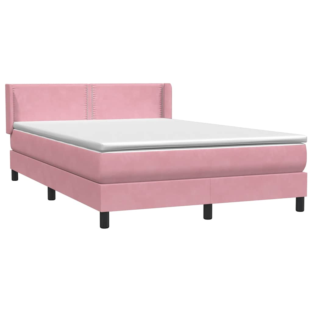 Sommier à lattes de lit avec matelas rose 140x220 cm velours