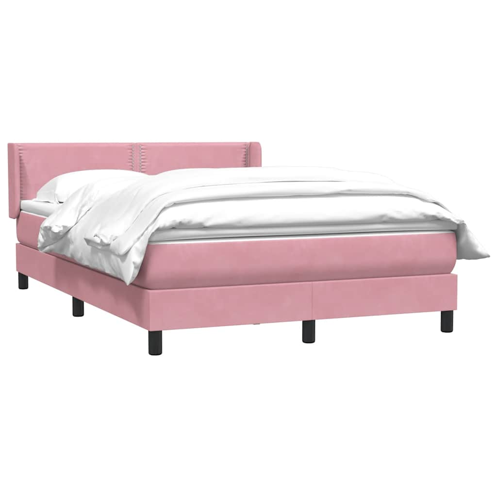 Sommier à lattes de lit avec matelas rose 160x220 cm velours