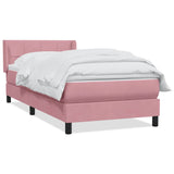 Sommier à lattes de lit avec matelas rose 80x210 cm velours