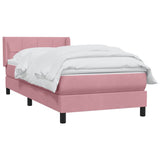 Sommier à lattes de lit avec matelas rose 80x210 cm velours