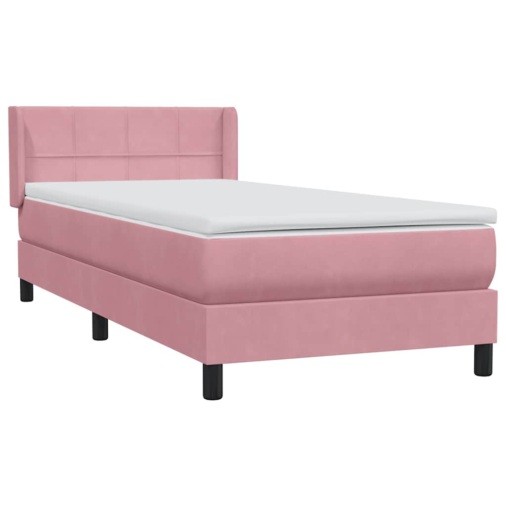 Sommier à lattes de lit avec matelas rose 80x210 cm velours