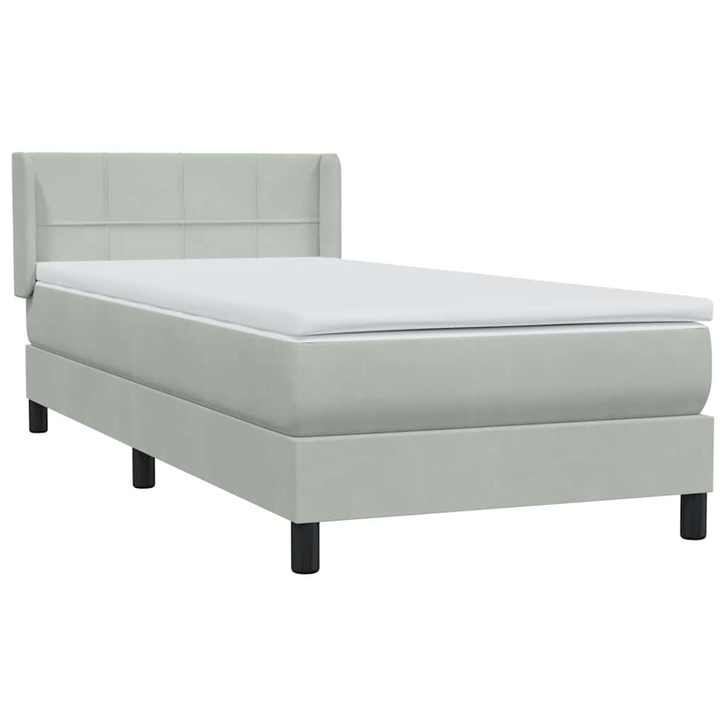 Sommier à lattes de lit et matelas gris clair 90x210 cm velours