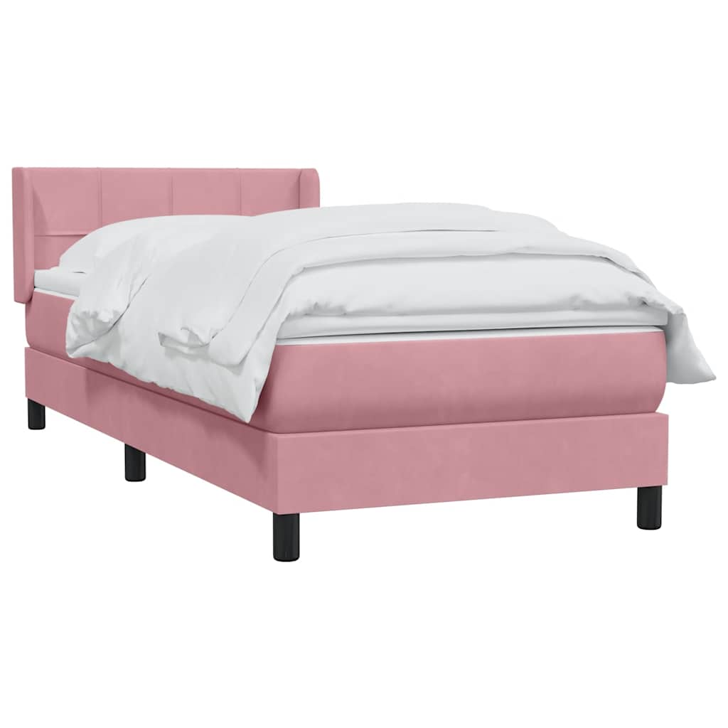 Sommier à lattes de lit avec matelas rose 90x210 cm velours