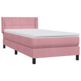 Sommier à lattes de lit avec matelas rose 90x210 cm velours