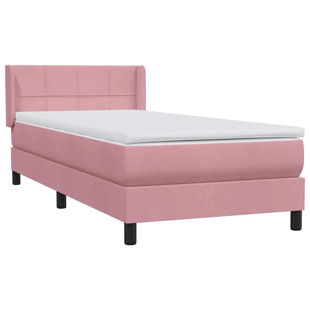 Sommier à lattes de lit avec matelas rose 100x210 cm velours