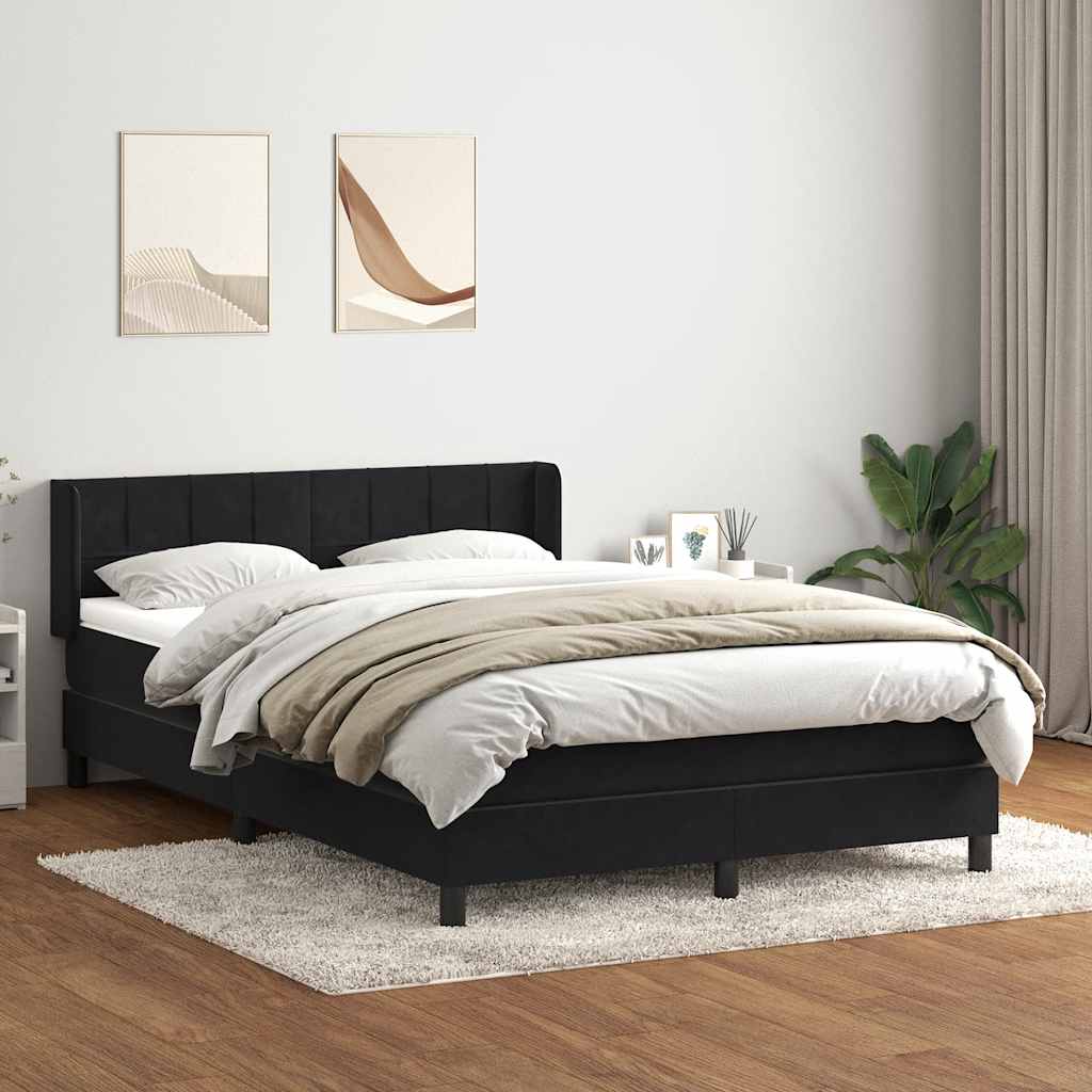 Sommier à lattes de lit avec matelas noir 140x210 cm velours