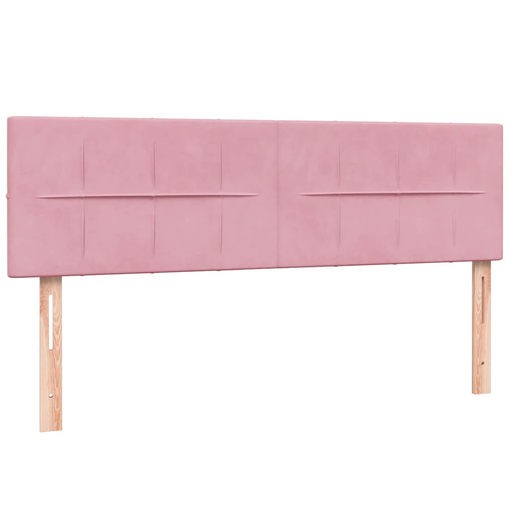 Sommier à lattes de lit avec matelas rose 140x210 cm velours