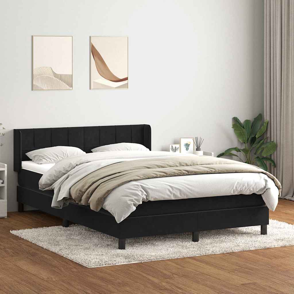 Sommier à lattes de lit avec matelas noir 160x210 cm velours