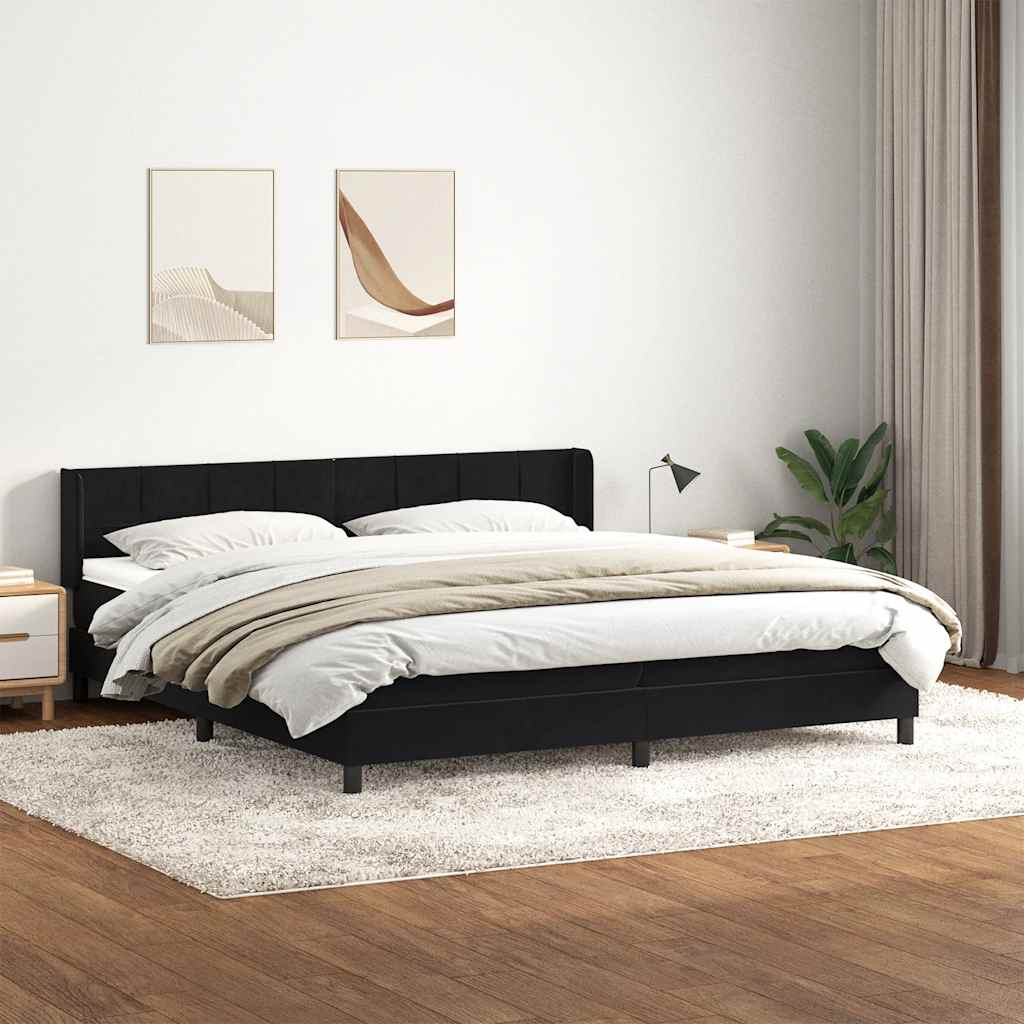 Sommier à lattes de lit avec matelas noir 180x210 cm velours