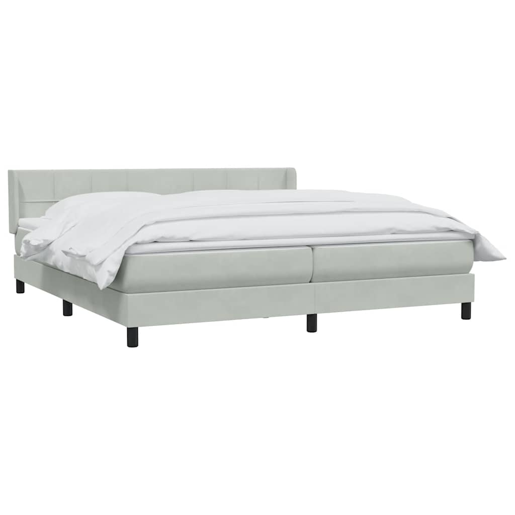 Sommier à lattes de lit et matelas gris clair 200x210cm velours