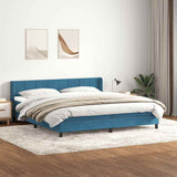 Dark blue slatted bed base and mattress 200x210cm velvet