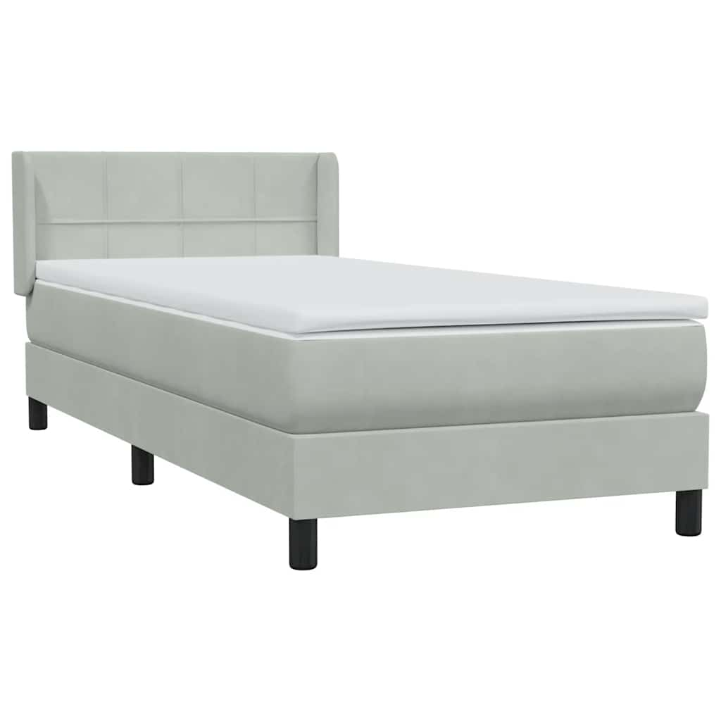 Sommier à lattes de lit et matelas gris clair 90x220 cm velours