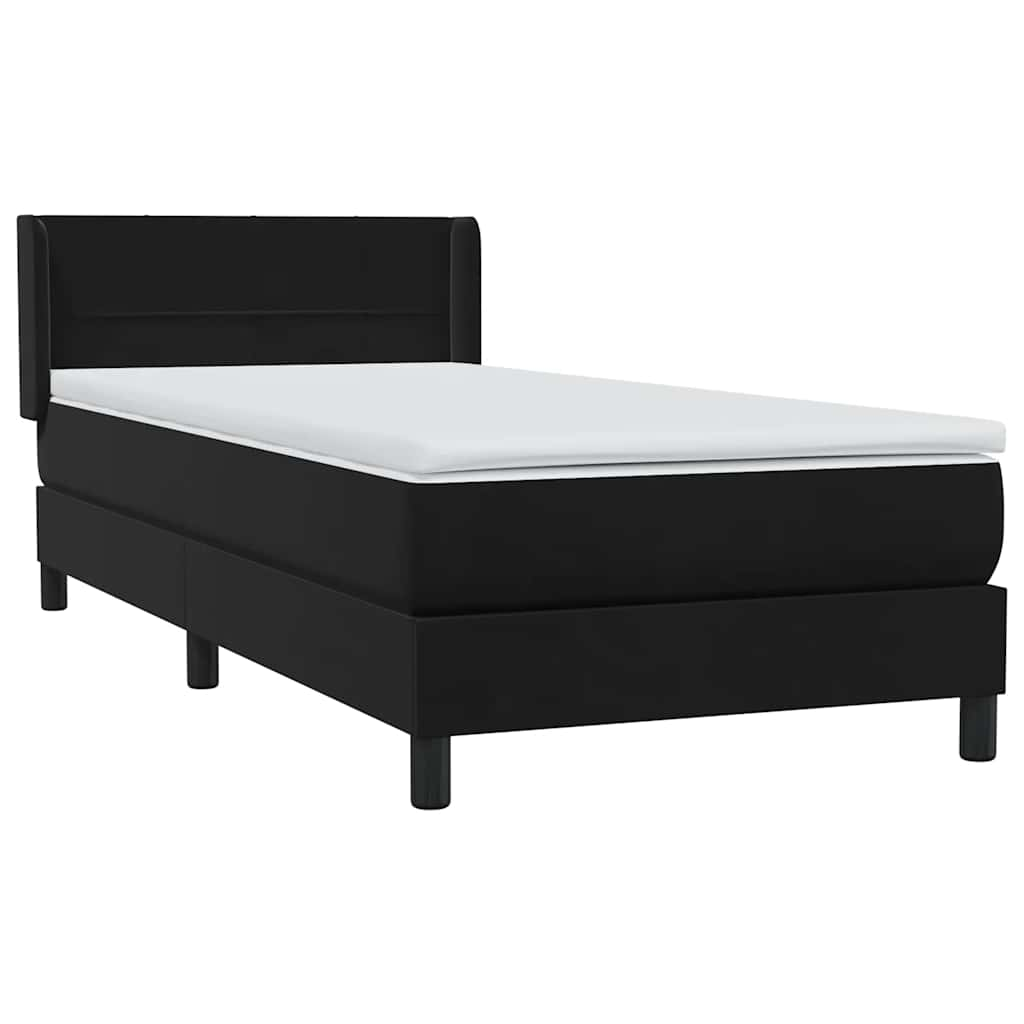 Sommier à lattes de lit avec matelas noir 90x220 cm velours