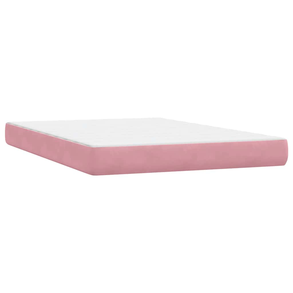 Sommier à lattes de lit avec matelas rose 100x220 cm velours