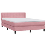 Sommier à lattes de lit avec matelas rose 140x220 cm velours