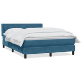 Dark Blue 160x220cm Velvet Bed Slatted Base and Mattress