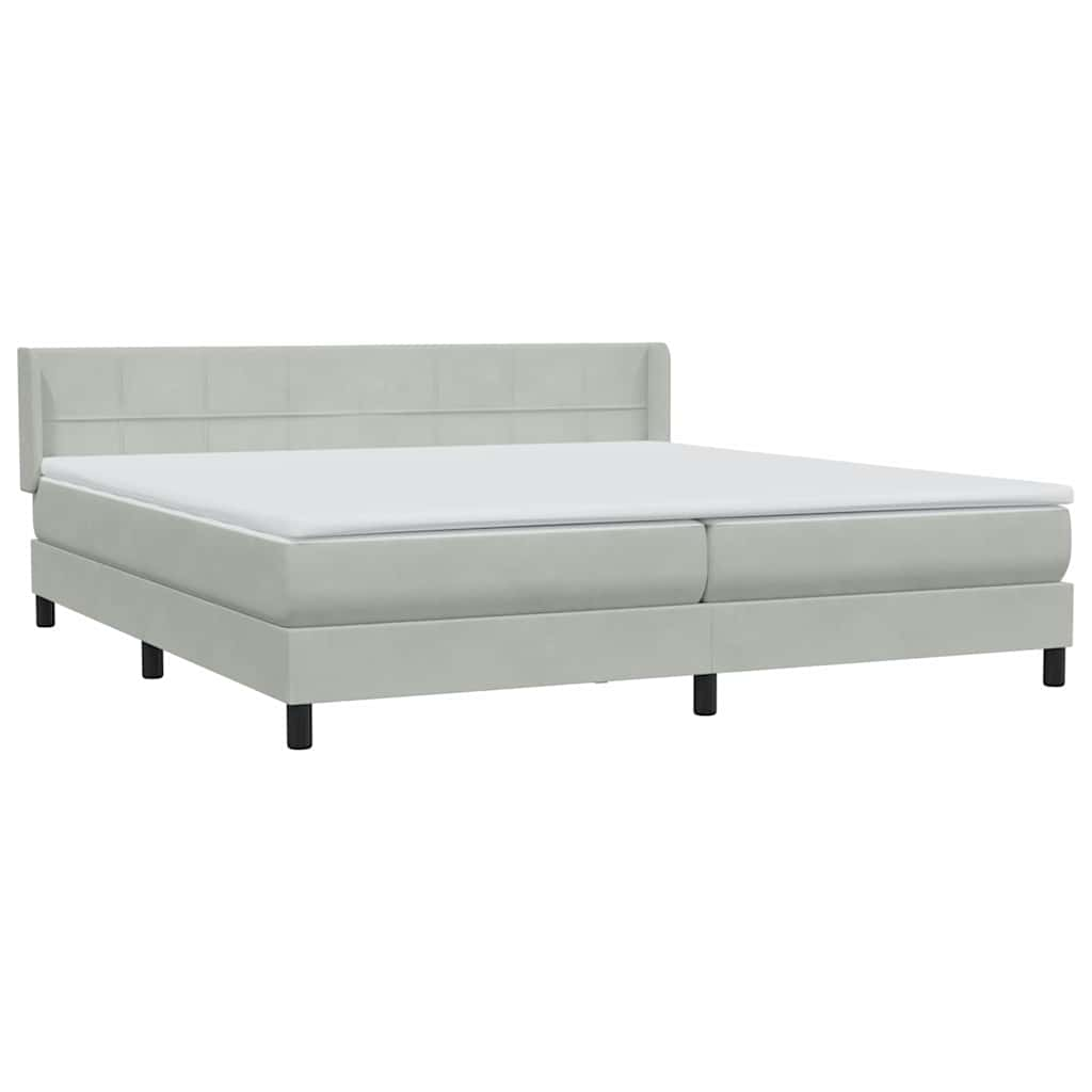 Light grey slatted bed base and mattress 180x220cm velvet