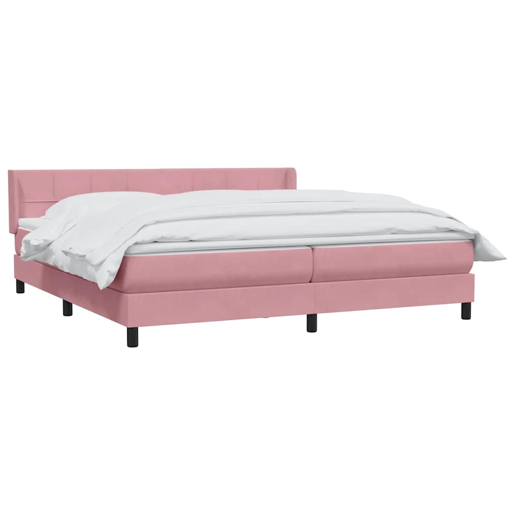 Sommier à lattes de lit avec matelas rose 180x220 cm velours