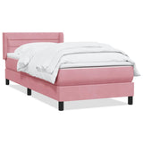 Sommier à lattes de lit avec matelas rose 80x210 cm velours