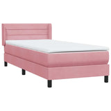 Sommier à lattes de lit avec matelas rose 80x210 cm velours