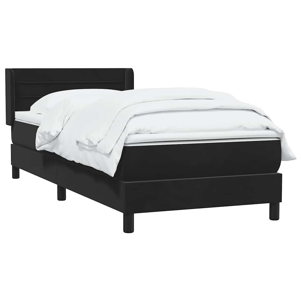 Sommier à lattes de lit avec matelas noir 90x210 cm velours