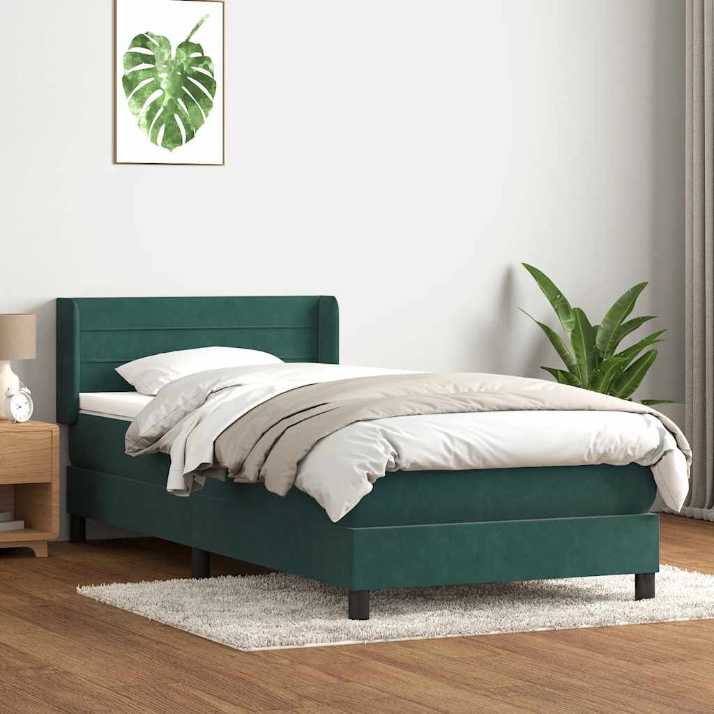 Sommier à lattes de lit et matelas vert foncé 90x210 cm velours