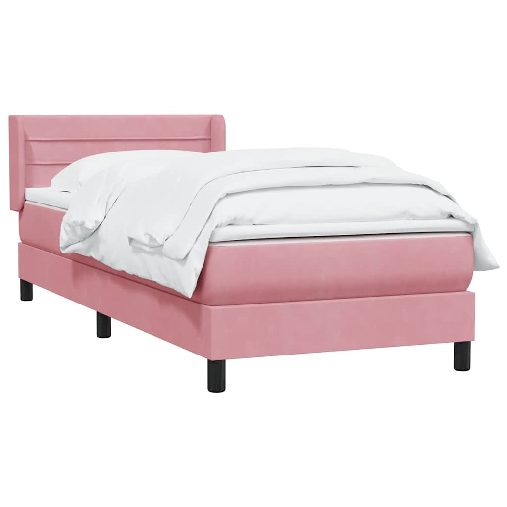 Sommier à lattes de lit avec matelas rose 90x210 cm velours