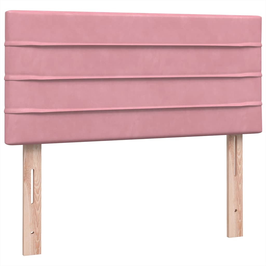 Sommier à lattes de lit avec matelas rose 90x210 cm velours